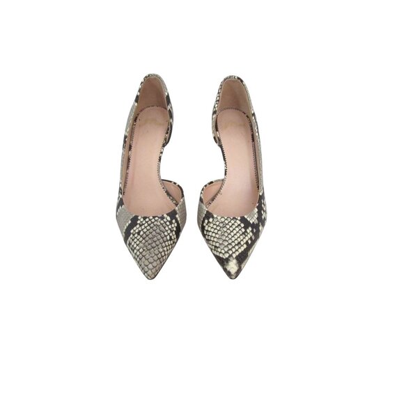 J Crew Lucie Faux Snake Leather Gray/White Heels Size 7M Made In Italy - Picture 3 of 6